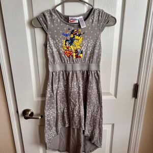 DC Super Hero Girls Dress Gray‎ Star Print Hi-Lo Hem Girls Size M/M(7-8)